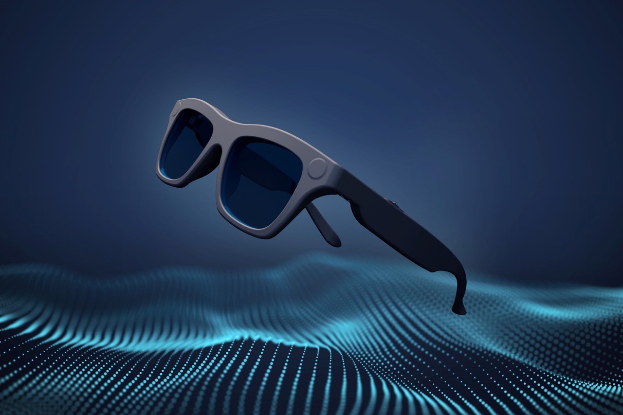 Audio Glasses on a dark background For Visually Impaired People.